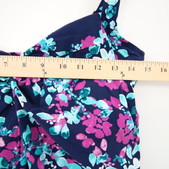 Lands End Floral Blue Purple Swim Tankini Top Flyaway Size 10 NWOT - Picture 6 of 10